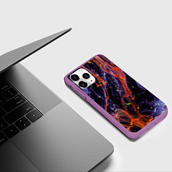 Чехол iPhone 11 Pro матовый Неоновые краски во тьме - Оранжевый и фиолетовый, цвет: 3D-фиолетовый — фото 2
