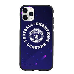 Чехол iPhone 11 Pro матовый Символ Manchester United и круглая надпись Footbal, цвет: 3D-черный