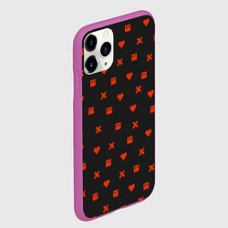 Чехол iPhone 11 Pro матовый Love Death and Robots red pattern, цвет: 3D-фиолетовый — фото 2