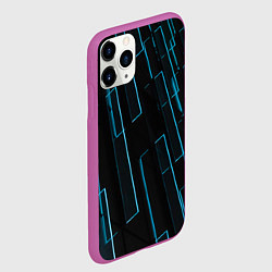 Чехол iPhone 11 Pro матовый Неоновые стёкла - Голубой, цвет: 3D-фиолетовый — фото 2