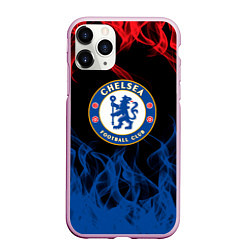 Чехол iPhone 11 Pro матовый Челси chelsea пламя, цвет: 3D-розовый