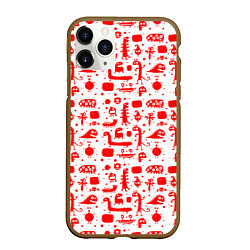 Чехол iPhone 11 Pro матовый RED MONSTERS, цвет: 3D-коричневый