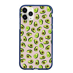 Чехол iPhone 11 Pro матовый Авокадо, текстильный паттерн, цвет: 3D-тёмно-синий