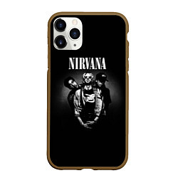 Чехол iPhone 11 Pro матовый Nirvana рок-группа, цвет: 3D-коричневый