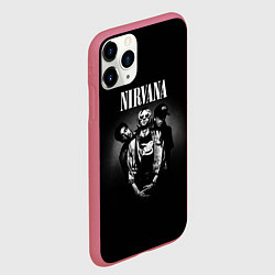 Чехол iPhone 11 Pro матовый Nirvana рок-группа, цвет: 3D-малиновый — фото 2