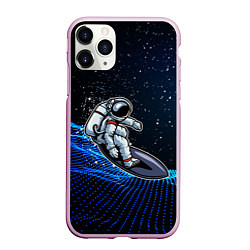 Чехол iPhone 11 Pro матовый Космонавт на доске - серфинг, цвет: 3D-розовый