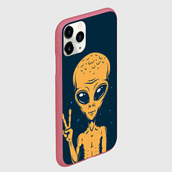 Чехол iPhone 11 Pro матовый Привет их космоса, цвет: 3D-малиновый — фото 2