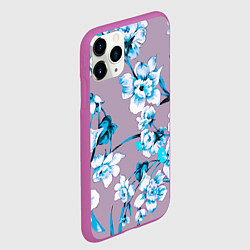 Чехол iPhone 11 Pro матовый Летний стилизованный цветочный паттерн, цвет: 3D-фиолетовый — фото 2