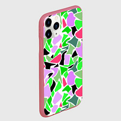 Чехол iPhone 11 Pro матовый Abstract pattern green pink spots, цвет: 3D-малиновый — фото 2