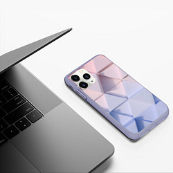 Чехол iPhone 11 Pro матовый Треугольные элементы, цвет: 3D-светло-сиреневый — фото 2