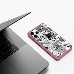 Чехол iPhone 11 Pro матовый Тяжёлый труд в подземелье pattern, цвет: 3D-малиновый — фото 2