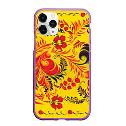 Чехол iPhone 11 Pro матовый Хохломская Роспись Цветы, цвет: 3D-фиолетовый