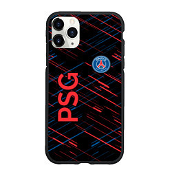 Чехол iPhone 11 Pro матовый Psg красные синие чёрточки, цвет: 3D-черный