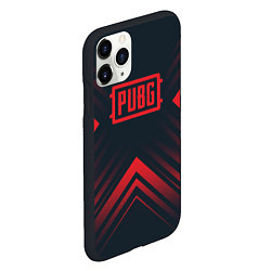 Чехол iPhone 11 Pro матовый Красный Символ PUBG на темном фоне со стрелками, цвет: 3D-черный — фото 2