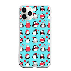 Чехол iPhone 11 Pro матовый PENGUINS ON THE POSITIVE, цвет: 3D-белый