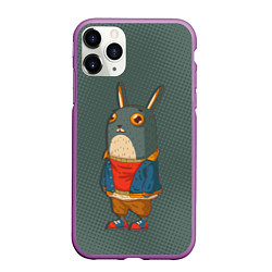 Чехол iPhone 11 Pro матовый Задумчивый кролик, цвет: 3D-фиолетовый