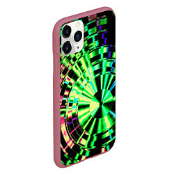 Чехол iPhone 11 Pro матовый Неоновые дискообразные узоры - Зелёный, цвет: 3D-малиновый — фото 2