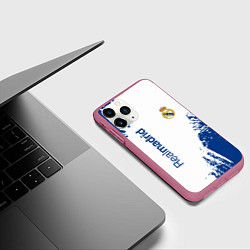 Чехол iPhone 11 Pro матовый Реал Мадрид краска, цвет: 3D-малиновый — фото 2