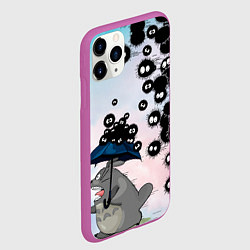 Чехол iPhone 11 Pro матовый Тоторо бегущий от чернушек, цвет: 3D-фиолетовый — фото 2