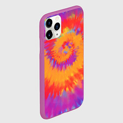 Чехол iPhone 11 Pro матовый Тай дай в радуге, цвет: 3D-фиолетовый — фото 2