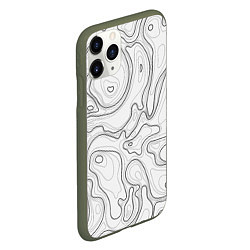 Чехол iPhone 11 Pro матовый Топографическая Карта Гор, цвет: 3D-темно-зеленый — фото 2