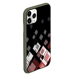 Чехол iPhone 11 Pro матовый Geometric pattern черно-коричневый узор Ромбы, цвет: 3D-темно-зеленый — фото 2