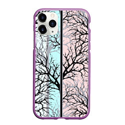 Чехол iPhone 11 Pro матовый Абстрактный узор tree branches