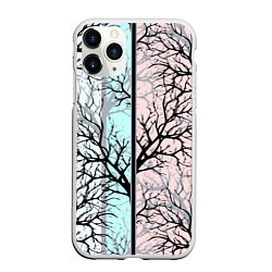 Чехол iPhone 11 Pro матовый Абстрактный узор tree branches, цвет: 3D-белый