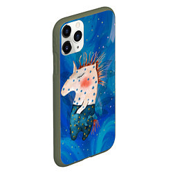 Чехол iPhone 11 Pro матовый Конь в звездочках, цвет: 3D-темно-зеленый — фото 2