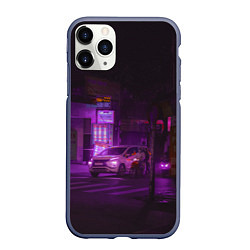 Чехол iPhone 11 Pro матовый Неоновый ночной переход - Фиолетовый, цвет: 3D-серый