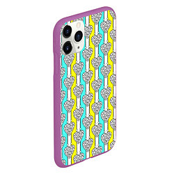 Чехол iPhone 11 Pro матовый Striped multicolored pattern with hearts, цвет: 3D-фиолетовый — фото 2