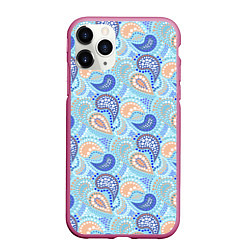 Чехол iPhone 11 Pro матовый Турецкий огурец Turkish cucumber blue pattern