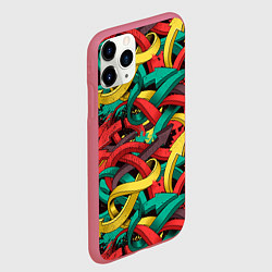 Чехол iPhone 11 Pro матовый Граффити стрелки Паттерн, цвет: 3D-малиновый — фото 2