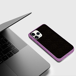 Чехол iPhone 11 Pro матовый Текстурированный угольно-черный, цвет: 3D-фиолетовый — фото 2