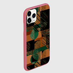 Чехол iPhone 11 Pro матовый Текстурированный абстрактный, геометрический принт, цвет: 3D-малиновый — фото 2