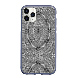 Чехол iPhone 11 Pro матовый Black and white oriental ornament, цвет: 3D-серый