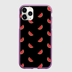 Чехол iPhone 11 Pro матовый Арбузик паттерн, цвет: 3D-фиолетовый