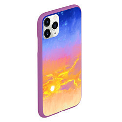 Чехол iPhone 11 Pro матовый Закатное небо и звезды, цвет: 3D-фиолетовый — фото 2