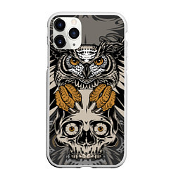 Чехол iPhone 11 Pro матовый Сова с черепом Owl with Skull