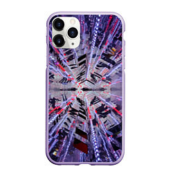 Чехол iPhone 11 Pro матовый Неоновый абстрактный коридор - Фиолетовый