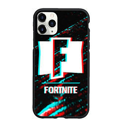 Чехол iPhone 11 Pro матовый Fortnite в стиле Glitch Баги Графики на темном фон, цвет: 3D-черный