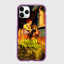 Чехол iPhone 11 Pro матовый Hello Neighbor Привет сосед Сосед поливает