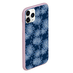 Чехол iPhone 11 Pro матовый Темно-синий цветочный узор pattern, цвет: 3D-розовый — фото 2