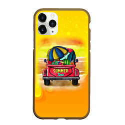 Чехол iPhone 11 Pro матовый Summer time Пикап с арбузами, цвет: 3D-коричневый