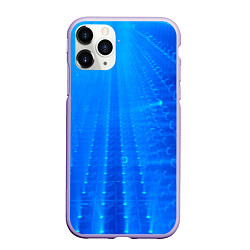 Чехол iPhone 11 Pro матовый Неоновый фонари и лучи - Синий, цвет: 3D-светло-сиреневый