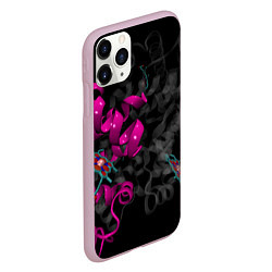 Чехол iPhone 11 Pro матовый Абстрактные 3D молекулы и соединения - Розовый, цвет: 3D-розовый — фото 2