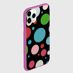Чехол iPhone 11 Pro матовый Разноцветные круги на чёрном фоне, цвет: 3D-фиолетовый — фото 2