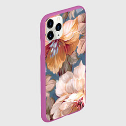 Чехол iPhone 11 Pro матовый Рисунок цветов, цвет: 3D-фиолетовый — фото 2