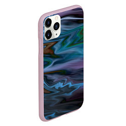 Чехол iPhone 11 Pro матовый Сине-зеленый абстрактный размытый узор, цвет: 3D-розовый — фото 2