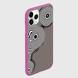 Чехол iPhone 11 Pro матовый Абстрактные круги-линии, цвет: 3D-фиолетовый — фото 2